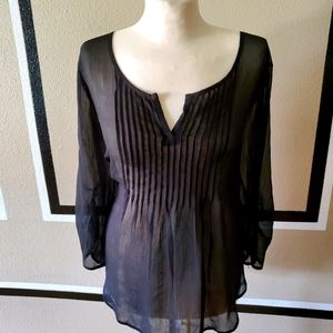 Blk sheer 3/4 sleeve blouse